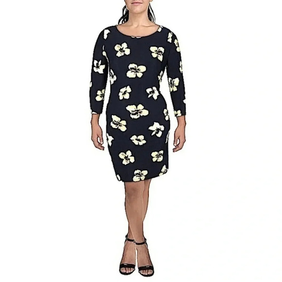 Tommy Hilfiger Black Skycap Sunshine Floral Above The Knee Shift Dress Size 10 - Picture 2 of 9